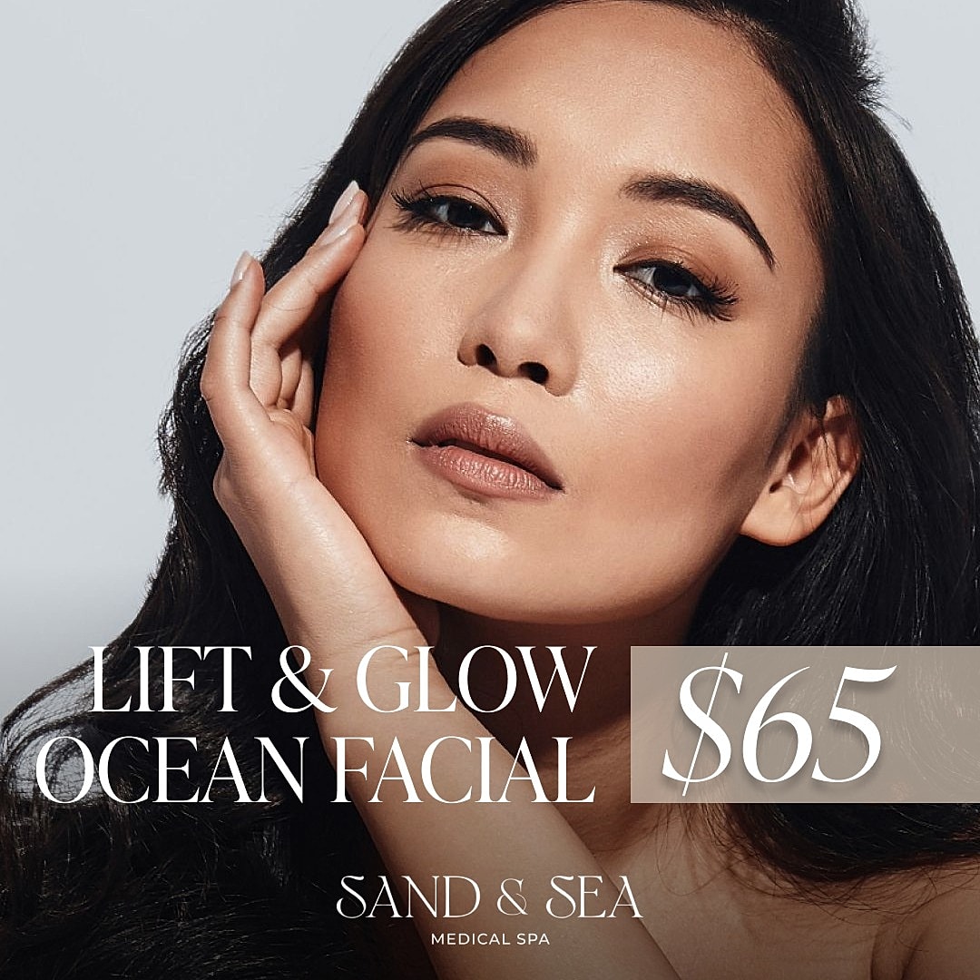 Promotion for Lift & Glow Ocean Facial treatment.